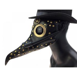 Plague Doctor Steampunk Handmade Black Raven Mask